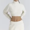 Cheyenne Ivory Cropped Chunky Boucle Wool Knit Sweater