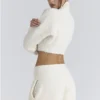 Cheyenne Ivory Cropped Chunky Boucle Wool Knit Sweater