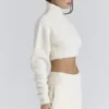 Cheyenne Ivory Cropped Chunky Boucle Wool Knit Sweater