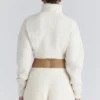 Cheyenne Ivory Cropped Chunky Boucle Wool Knit Sweater