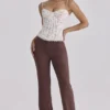 Chiara Espresso Brown Straight Leg Trousers