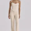 Chiara Vintage Ivory Crepe Straight Leg Trousers