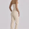 Chiara Vintage Ivory Crepe Straight Leg Trousers