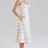 Chiarina Rose Print Cotton Button Front Midi Dress