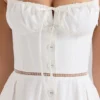 Chiarina White Cotton Button Front Midi Dress