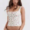 Chicca Rose Print Floral Top