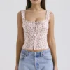 Chicca White Rosebud Print Top