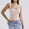 Chicca White Rosebud Print Top
