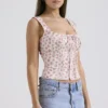 Chicca White Rosebud Print Top