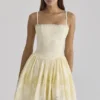 Chloe Lemon Custom Lace Cotton Broderie Anglaise Mini Dress