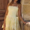 Chloe Lemon Custom Lace Cotton Broderie Anglaise Mini Dress