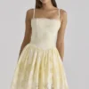 Chloe Lemon Custom Lace Cotton Broderie Anglaise Mini Dress