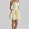 Chloe Lemon Custom Lace Cotton Broderie Anglaise Mini Dress