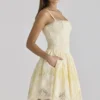 Chloe Lemon Custom Lace Cotton Broderie Anglaise Mini Dress