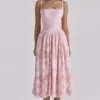 Chloe Pink Cotton Broderie Anglais Lace Midi Sundress