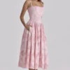 Chloe Pink Cotton Broderie Anglais Lace Midi Sundress