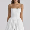 Chloe White Custom Lace + Cotton Broderie Anglaise Mini Dress