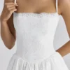 Chloe White Custom Lace + Cotton Broderie Anglaise Mini Dress