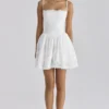 Chloe White Custom Lace + Cotton Broderie Anglaise Mini Dress