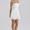Chloe White Custom Lace + Cotton Broderie Anglaise Mini Dress