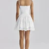 Chloe White Custom Lace + Cotton Broderie Anglaise Mini Dress