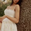 Chloe White Custom Lace + Cotton Midi Sundress