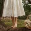 Chloe White Custom Lace + Cotton Midi Sundress