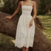 Chloe White Custom Lace + Cotton Midi Sundress