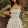 Chloe White Custom Lace + Cotton Midi Sundress