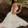 Chloe White Custom Lace + Cotton Midi Sundress