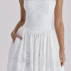 Chloe White Custom Lace + Cotton Midi Sundress