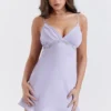 Christa Embroidered Lavender Mini Dress