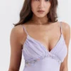 Christa Embroidered Lavender Mini Dress