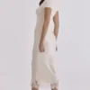 Ciara Vintage Ivory Satin + Lace Midi Skirt
