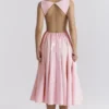 Cindy Ballerina Pink Twill Midi Sundress