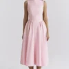 Cindy Ballerina Pink Twill Midi Sundress
