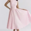 Cindy Ballerina Pink Twill Midi Sundress