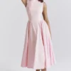 Cindy Ballerina Pink Twill Midi Sundress