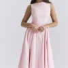 Cindy Ballerina Pink Twill Midi Sundress