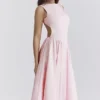 Cindy Ballerina Pink Twill Midi Sundress