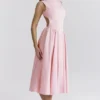 Cindy Ballerina Pink Twill Midi Sundress