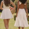 Cindy White Twill Midi Sundress