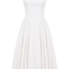 Cindy White Twill Midi Sundress