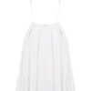 Cindy White Twill Midi Sundress