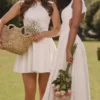Cindy White Twill Midi Sundress