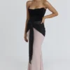 Clara Black & Blush Chiffon Maxi Dress – Limited Edition