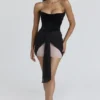Clara Black & Blush Chiffon Mini Dress – Limited Edition