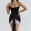 Clara Black & Blush Chiffon Mini Dress – Limited Edition