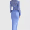 Clara Blue Satin Bias Cut Midi Skirt