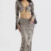 Clara Pewter Bias Cut Midi Skirt